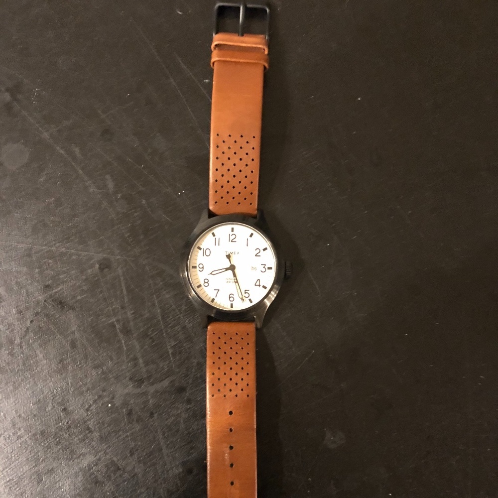 Men's Timex Three-hand Scout Watch Brown Leather